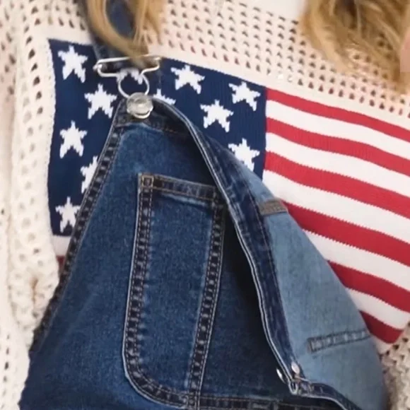 TWRHLL by Christie Brinkley American flag Mesh Sweater (size 1X) - Picture 2 of 7